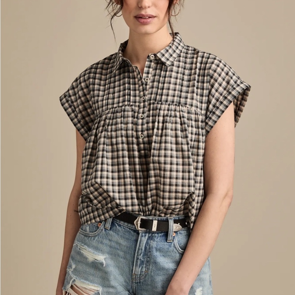 NWT Plaid Henley Top - Picture 8 of 8